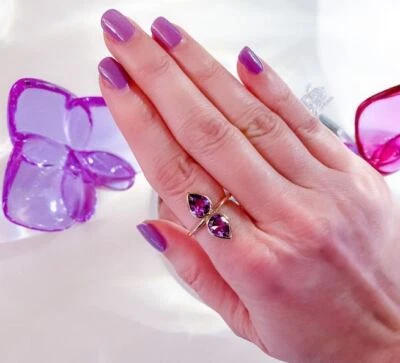 Natural Double Amethyst 925 Sterling Silver Designer Handmade Ring ,Best Gift - Image 1 of 4