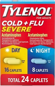 Tylenol Cold+Flu Severe Day & Night  for  Cough & Congestion 24 Ct (Pack Of 2) - Picture 1 of 6