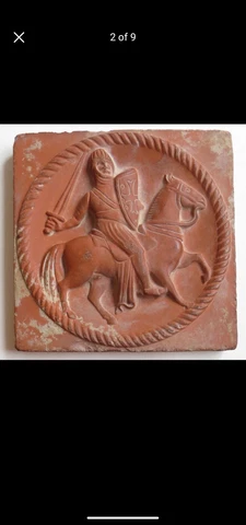 Rare c1918 St. John Crusader Terracotta Tile CADINEN Factory Stamped 14 Sq. Cm Cover