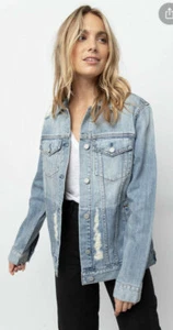 Chaqueta de mezclilla para mujer Rails XS Knox envejecida - mediana vintage lavada nueva con etiquetas - Imagen 1 de 12
