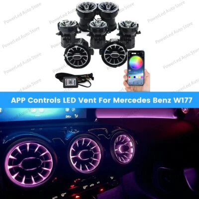 Luz de ambiente LED de ventilación de aire APP de 256 colores 5 piezas para Mercedes Benz Clase A W177 Foto 1 de 4