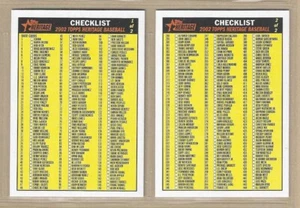 Topps Heritage 2002 lista de verificación juego completo de 2 #1 a #2 envío gratuito y rápido - Imagen 1 de 2
