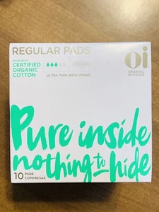 Oi Organic Cotton Day Pads Ultra-Thin with Wings 10 Ct each box - Picture 1 of 3