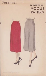 UNUSED 1951 VOGUE Sewing Pattern 7068 - Slim Skirt - 24" Waist 33" Hip - Picture 1 of 2