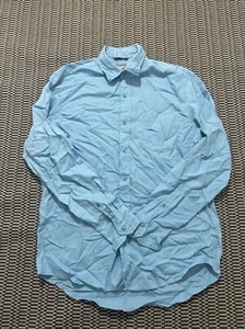 Neiman Marcus Mens Dress Shirt Size Small Baby Blue linen blend long sleeve - Picture 1 of 7