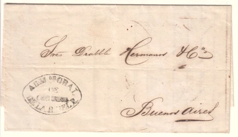 Paraguay - 1861 Prestamp entire letter circulated from Asunción to Buenos Aires Cover