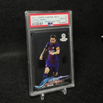 2017 Topps Chrome UEFA Champion League #1 Lionel Messi Right Leg Forward PSA 10 - Image 1 of 2
