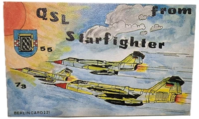 Vintage 1980s Adria-9 QSL Card – “Starfighter” – Berlincard 221 – Unused - Image 1 of 2