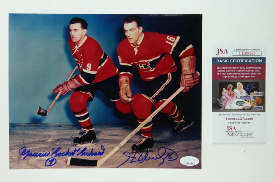 Maurice Richard Henri Richard Signed 8x10 Photo Hockey Montreal Canadien JSA COA - Image 1 of 4