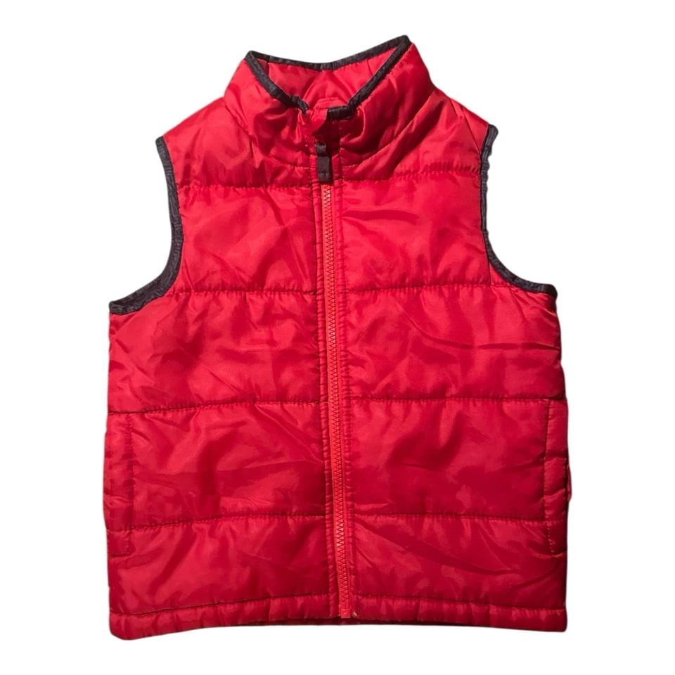 OshKosh B’gosh Red Puffer Vest Youth 5T Quilted Zip Front Winter Outerwear - Image 1 of 4