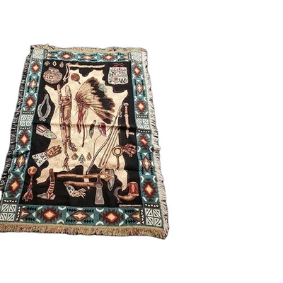 Manta con flecos de tapiz tribal nativo americano Goodwin Weavers EE. UU. Occidental Foto 1 de 4