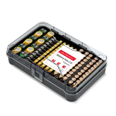 Battery Organizer Box Storage fits AA AAA Coin Cell 9V R14 Batteries Hanging - Image 1 of 4