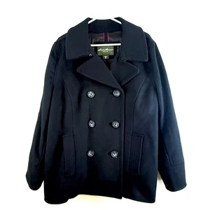 Abrigo Eddie Bauer Mujer Negro Lana Chaquetón Doble Pecho Invierno Nieve XXL - Imagen 1 de 11