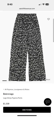 Size 46. Balenciaga homewear lounge pants logo strips - Image 1 of 4