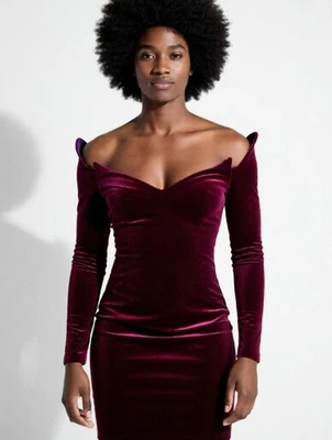 Vestido de cóctel vintage Victor Costa de terciopelo morado - talla pequeña Foto 1 de 4
