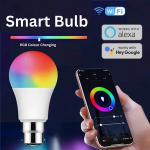 WiFi Smart LED Light Bulb RGBW Colour Changing BC/B22 Google Alexa Phone Control - Picture 1 of 8
