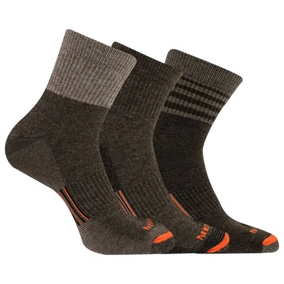 Merrell Unisex Merino Wool Work Quarter Socks Brown Assorted (3 pairs) - MEA3363 - Image 1 of 4
