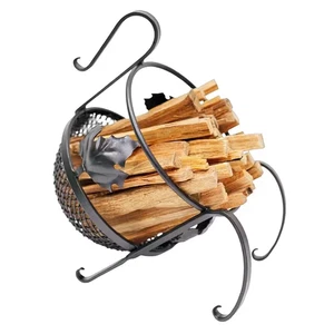 10 In. W Graphite European Fatwood Firewood Rack with 4 Lbs. Sticks Included - Picture 1 of 12