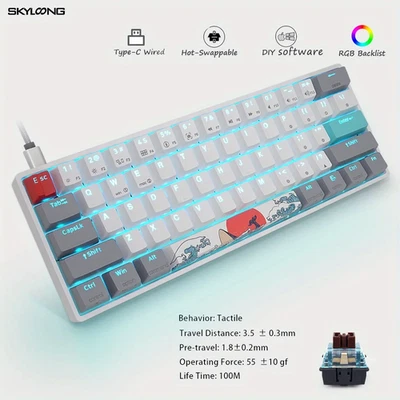 SKYLOONG SK61 60% Gaming Keyboard Hot-Swap Optical RGB Mechanical USB-C PBT - Image 1 of 4