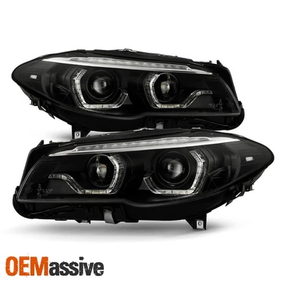For 11-13 BMW 5 F10 HID w/AFS LED Sequential Signal Projector Black Headlights - Image 1 of 4