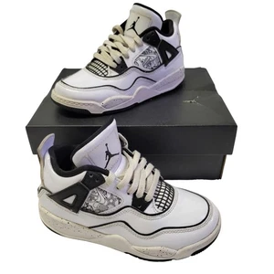 Nike Air Jordan Shoes 4 Retro SE PS DIY Kid 12C Black Volt Basketball DC4100-100 - Picture 1 of 8