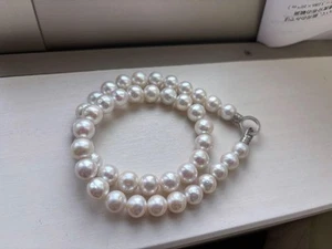 Collana di perle Akoya grande bianca circa 9,0-10,0 mm 45 cm - Foto 1 di 24