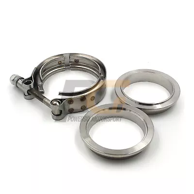 V-Band Clamp + Flanges 3 inch 76mm 304 Stainless Steel for Exhaust Pipes - Image 1 of 4