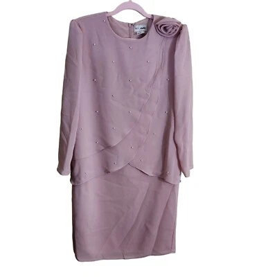 K.C. Studio Vintage Mauve Pink Layered Midi Dress Size 12 - Image 1 of 4