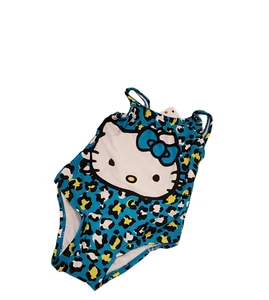 New Hello Kitty Toddler 1 piece Turquoise and Yellow Leopard Print swim suit - Picture 1 of 4