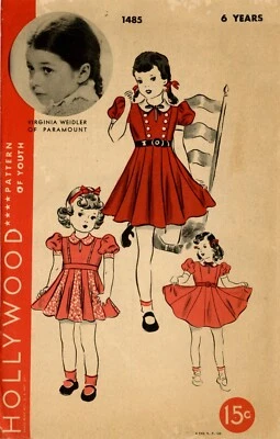 Hollywood 1485 VIRGINIA WEIDLER PARAMOUNT Frock, 14-Gore Skirt, Puff Sleeve Sz 6 - Image 1 of 4