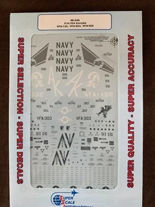 1/48 SuperScale F/A-18A HORNETS: Navy VFA-132, VFA-303, VFA-305 Decals for 3 OOP - Picture 1 of 1
