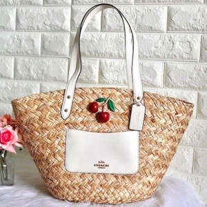 Coach Strohkorb Kirschen seltene Tragetasche Handtasche neu ohne Etikett - Bild 1 von 6
