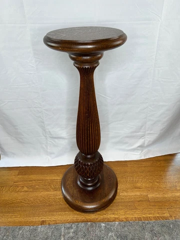 Oak Carved Quartersawn Pedestal Plant Stand Horner? Cover
