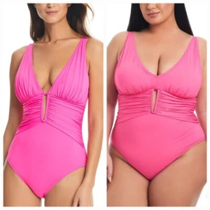 Bleu by Rod Beattie Women's Molded-Cup Ruched One-Piece Swimsuit - Picture 1 of 5