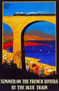 6281. Verano en la Riviera Francesa por el tren azul Póster. Arte de pared decorativo - Imagen 1 de 1