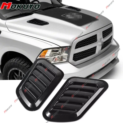 For Dodge Ram Glossy Black Racing Front Car Hood Air Flow Vent Decor Trim 2Pcs Foto 1 de 4
