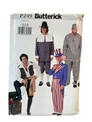 UNCUT FF Sewing Pattern Butterick P249 Costume Pilgrim Jailbird Uncle Sam XS-M - Image 1 of 2