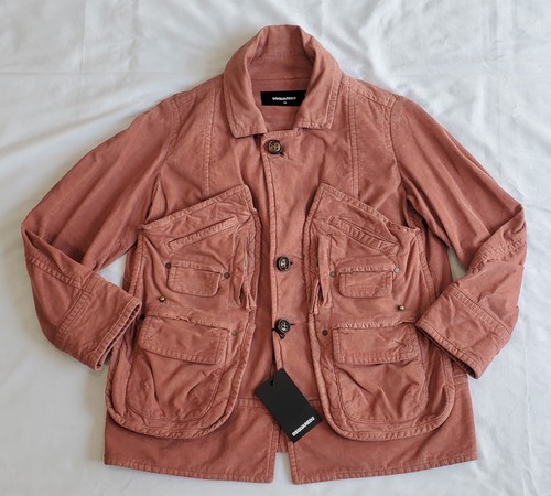 GIUBBINO DONNA DSQUARED2 (S72AM0882) VELLUTO A COSTE ROSA SCURO MULTITASCHE NUOVO CON ETICHETTE TG 38