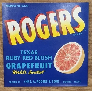 Label Rogers Grapefruit Donna Texas - Picture 1 of 1