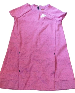 Nike sz 6X Short sleeve sweatshirt dress w pockets Fushia Black Splatter EUC Zip - Picture 1 of 6