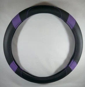 Black & Purple Slip-On Style PU Steering Wheel Cover Perfect Fit Non-Slip Comfy - Bild 1 von 6