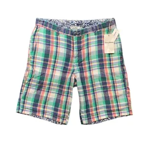 Tommy Bahama Shorts Mens 34 Linen Marina Beach Plaid Paisley Hawaiian Reversible - Picture 1 of 13