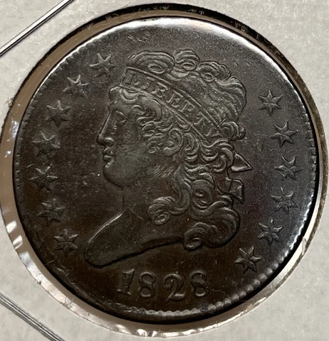 1828 13 Stars Classic Head Half Cent AU Nice Original Color Cover