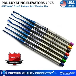 Set of 7 Dental PDL Luxating Root Elevators Perio Surgery Titanium Blue Tips - Picture 1 of 4