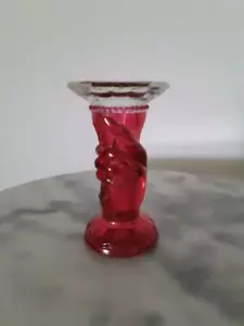 Vintage Crystal Hand Vase with Ruby Stain - Picture 1 of 1
