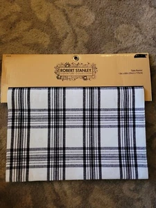 Robert Stanley Black White Buffalo Plaid Farmhouse Fabric Table Runner 13 x 69" - Picture 1 of 5