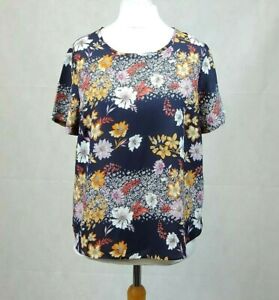 Dorothy Perkins Navy Floral Tunic Top Size 16 Uk Rrp £22 CR017 CC 20 