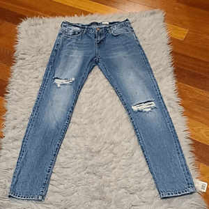 Jacob Davis collection ronnie boyfriend fit distressed denim jeans size 26