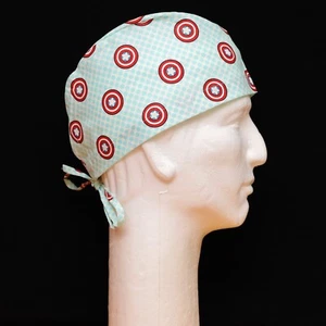 Marvel Avenger Kawaii Baby Captain America Shield on Blue Theme Scrub Hat - Picture 1 of 1