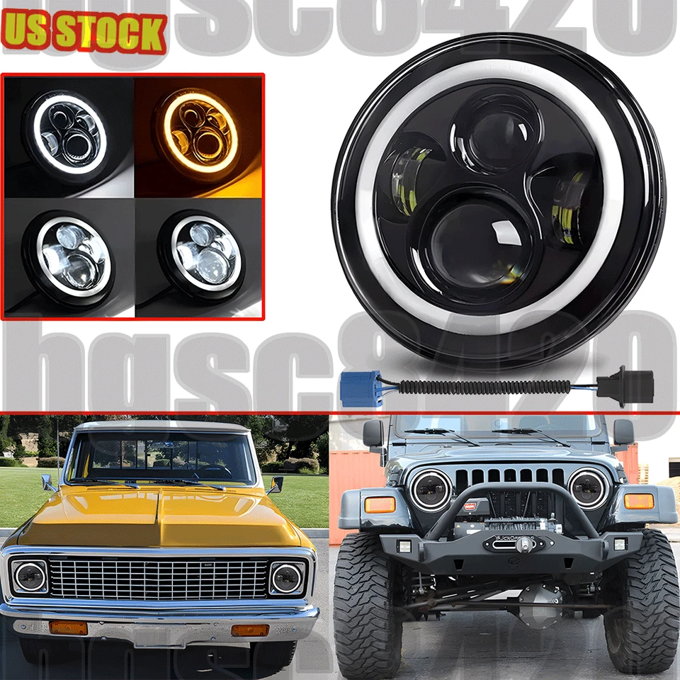 DOT 7" Inch LED Headlight Round for Wrangler JK TJ LJ Chevy G10 G20 C10 C20 - Image 1 of 4